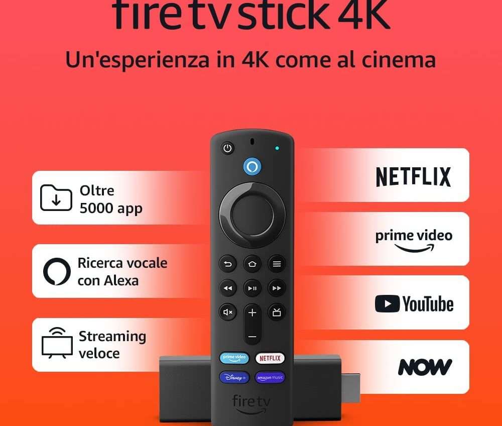 Amazon Fire TV Stick 4K in offerta: risparmi il 50% Amazon Fire TV Stick 4K in offerta: risparmi il 50%