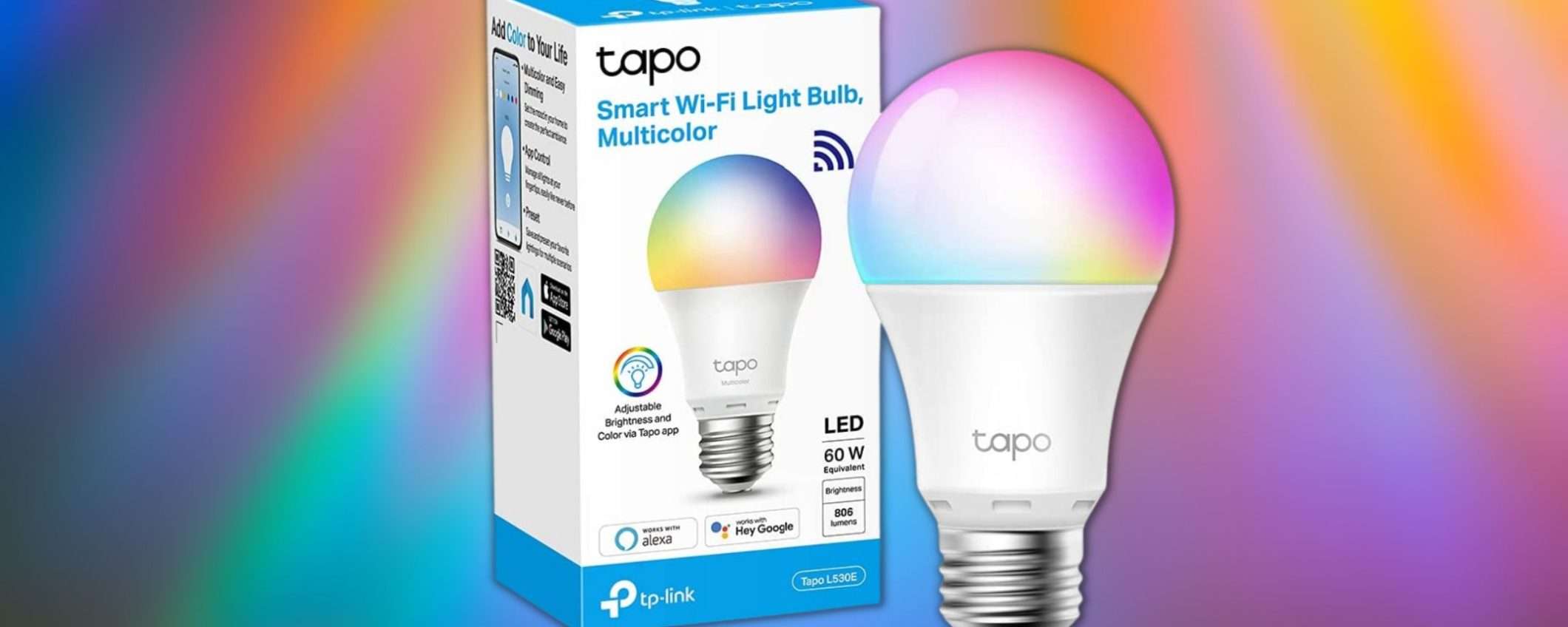 Lampadina Smart WiFi E27: 16 milioni di colori a 2,99 euro (codice Amazon) Lampadina Smart WiFi E27: 16 milioni di colori a 2,99 euro (codice Amazon)