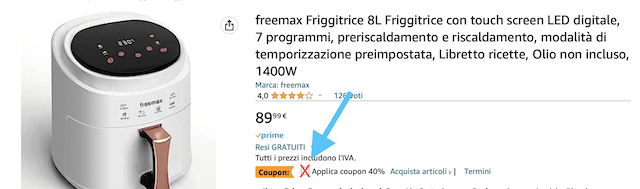 Friggitrice ad aria GIGANTE da 8 litri: prezzo SHOCK su  (53€)