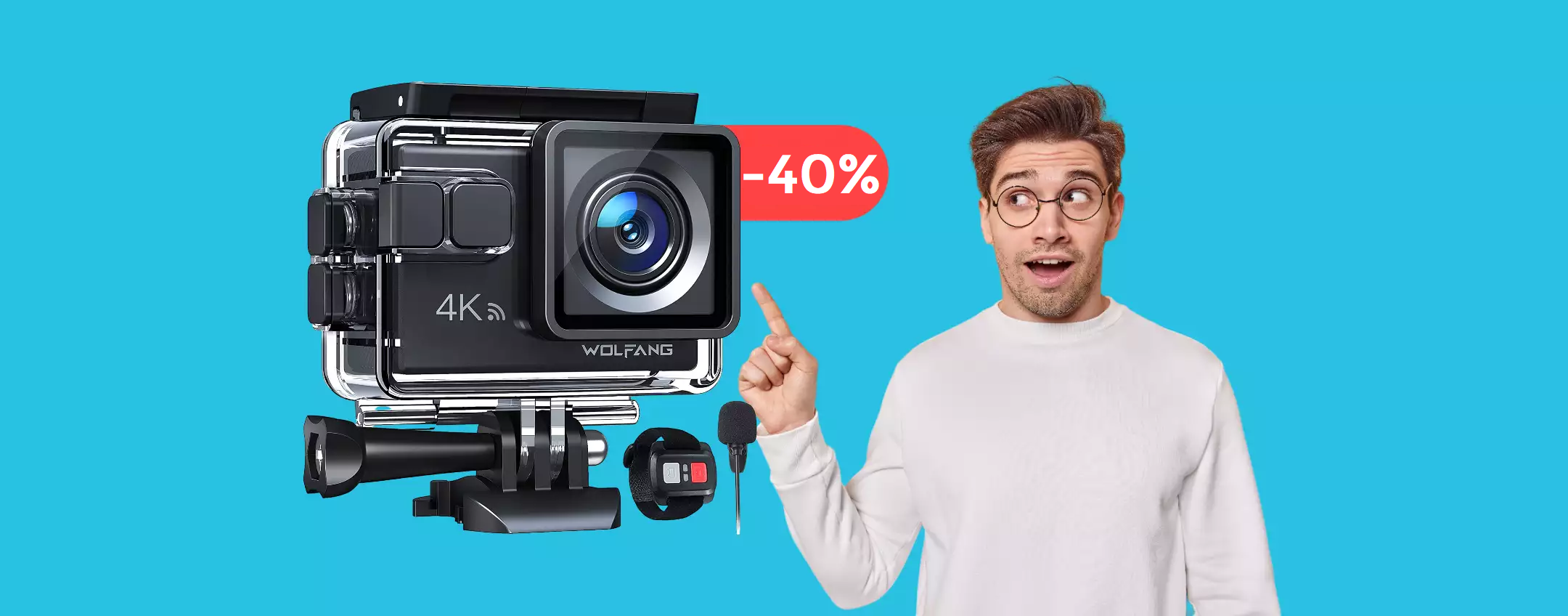 Action cam 4K, per video e foto MOZZAFIATO oggi è tua a soli 41€