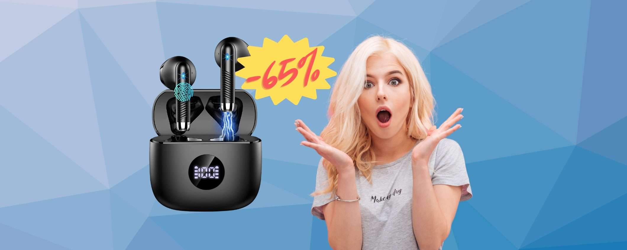 Auricolari wireless a PREZZO SRBRICIOLATO, -65% su Amazon Auricolari wireless a PREZZO SRBRICIOLATO, -65% su Amazon