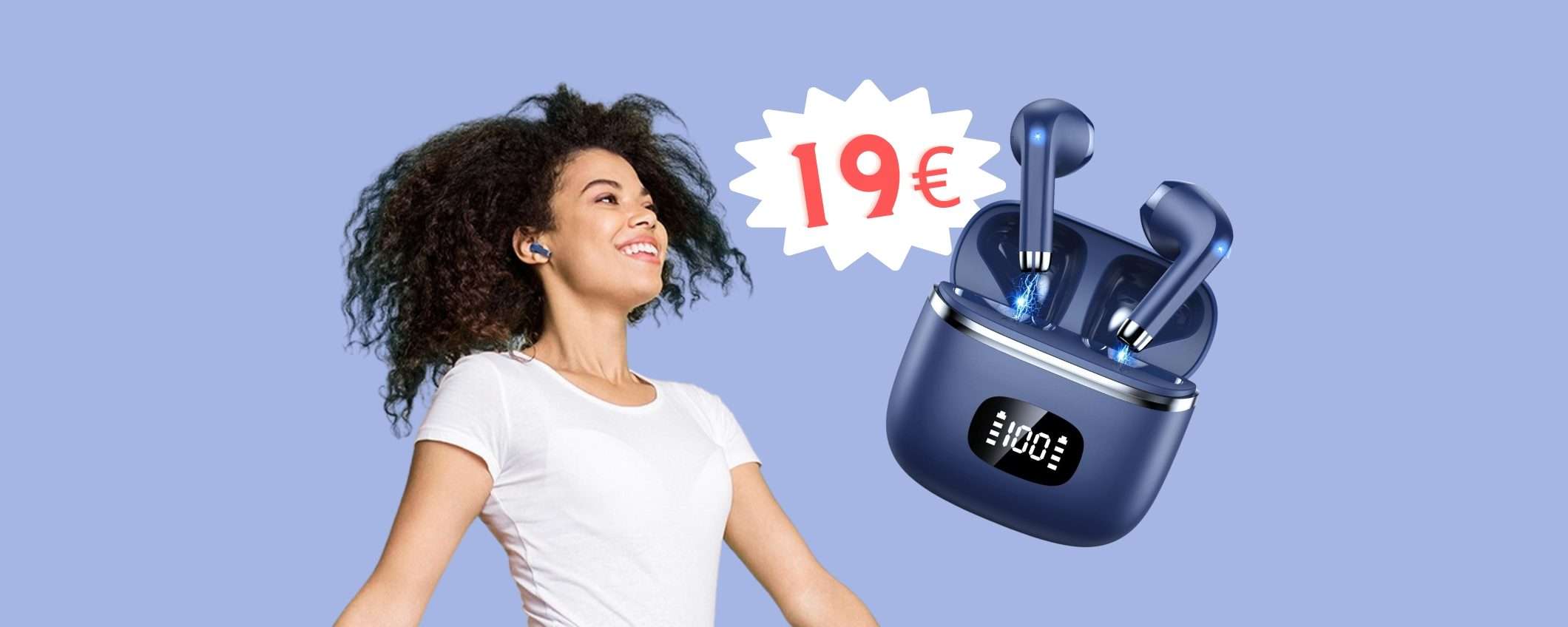 Auricolari wireless con ricarica singola da 7h e impermeabili a 19€ Auricolari wireless con ricarica singola da 7h e impermeabili a 19€