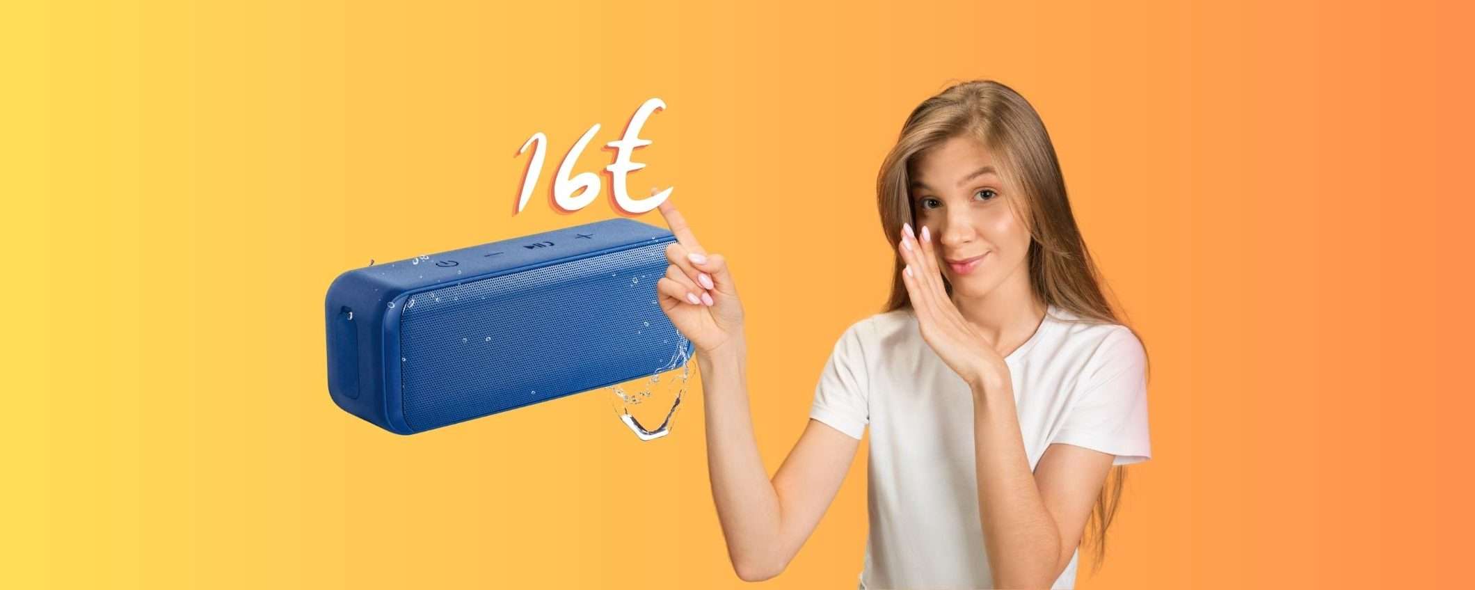 Cassa Bluetooth portatile con 28h di autonomia e impermeabile a 16€ Cassa Bluetooth portatile con 28h di autonomia e impermeabile a 16€