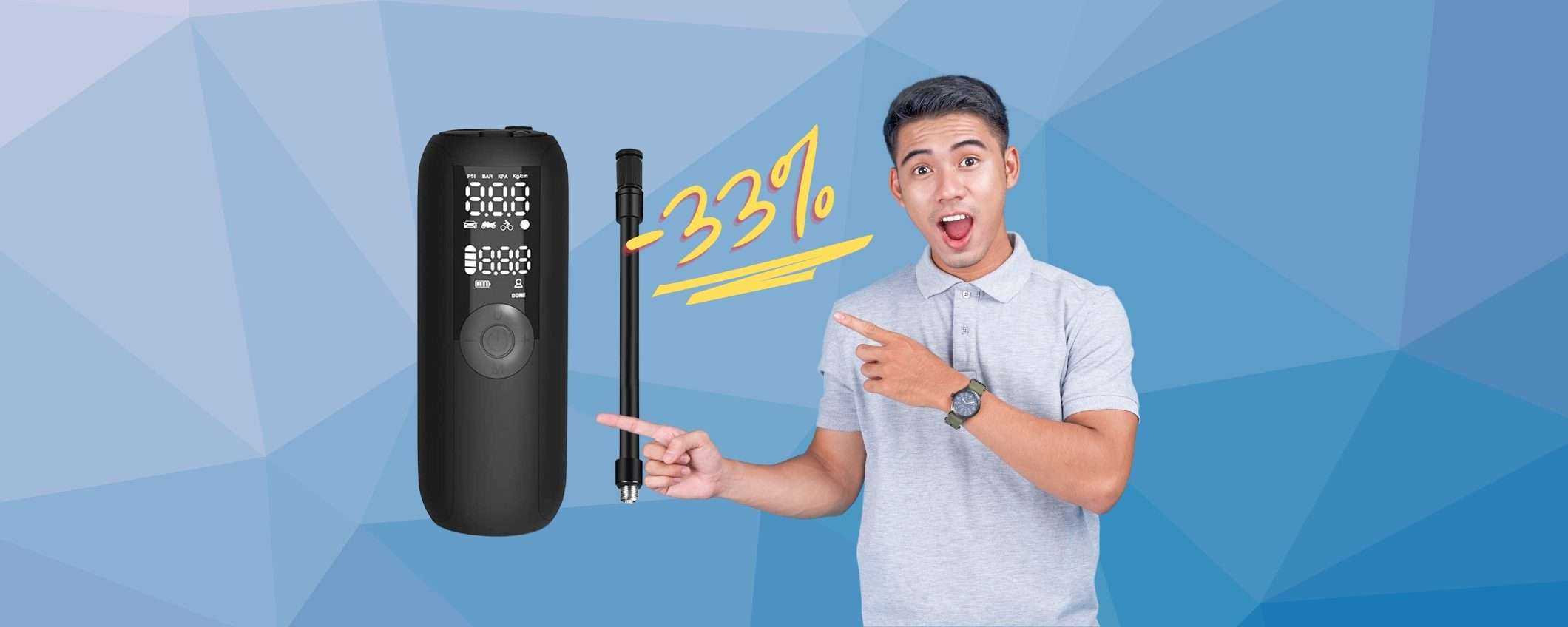 Compressore portatile che gonfia di tutto in un attimo al 33% su Amazon Compressore portatile che gonfia di tutto in un attimo al 33% su Amazon