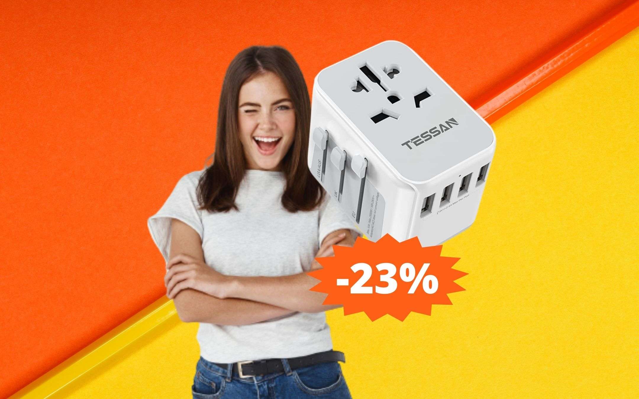EXTRASTAR Adattatore Universale Da Viaggio 2 Pezzi - Spina Mondiale Per USA, UK, EU, Australia - Convertitore Presa
