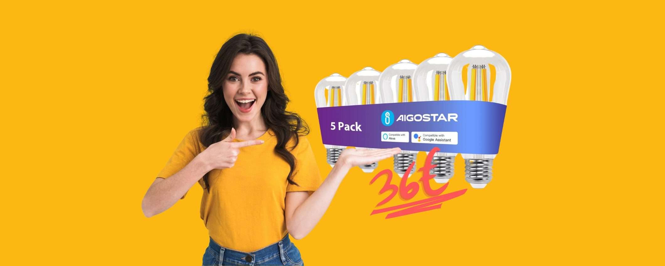 Lampadine smart Aigostar: confezione da 5 a prezzo RIDICOLO (36€) Lampadine smart Aigostar: confezione da 5 a prezzo RIDICOLO (36€)