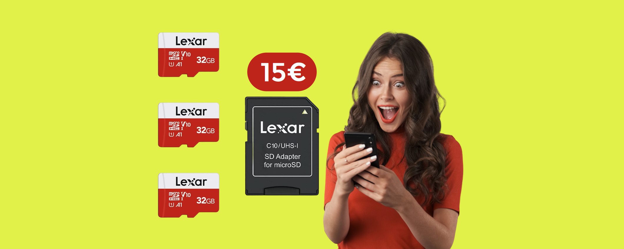 MicroSD Lexar 32GB: con soli 15€ ne prendi TRE più l'adattatore