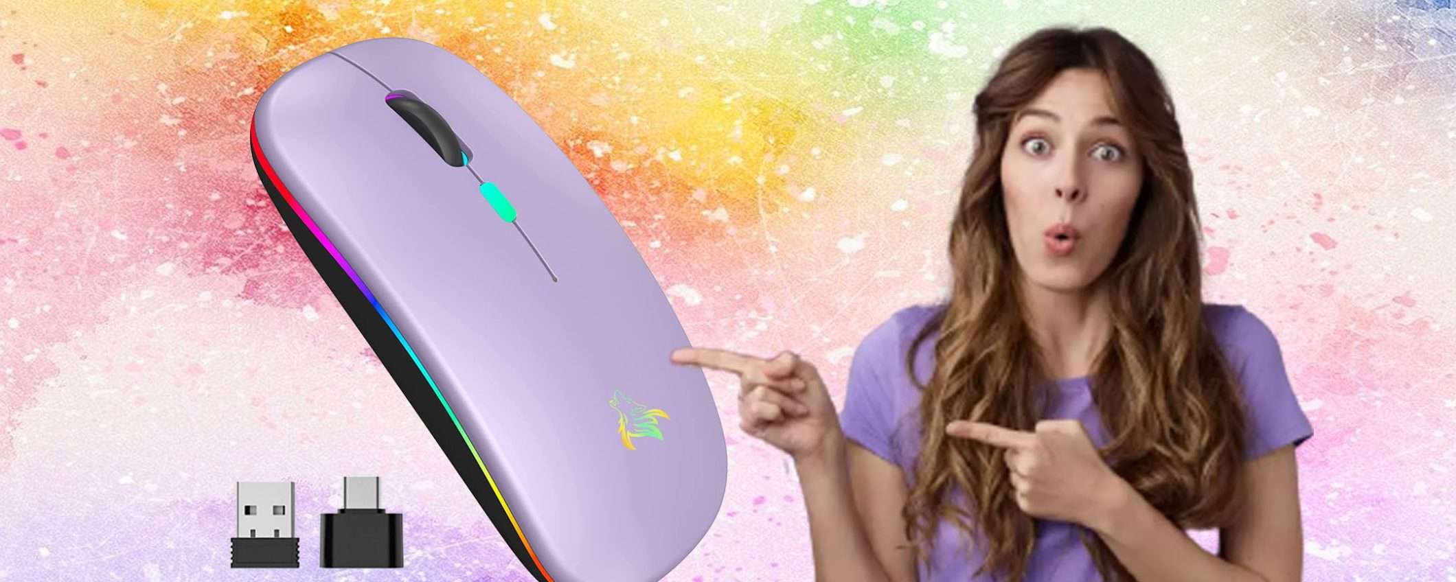 Mouse wireless ricaricabile retroilluminato: sconto TOP, tuo a 9€ Mouse wireless ricaricabile retroilluminato: sconto TOP, tuo a 9€