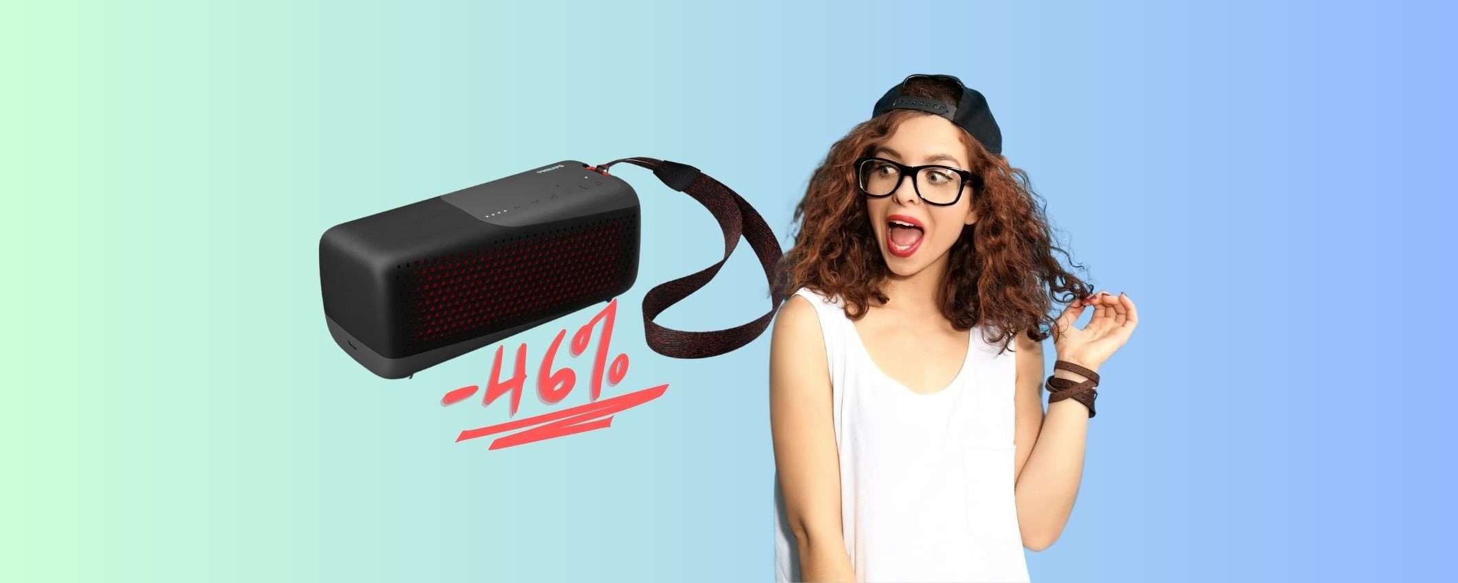 Philips: speaker wireless portatile e impermeabile a prezzo SHOCK (-46%) Philips: speaker wireless portatile e impermeabile a prezzo SHOCK (-46%)