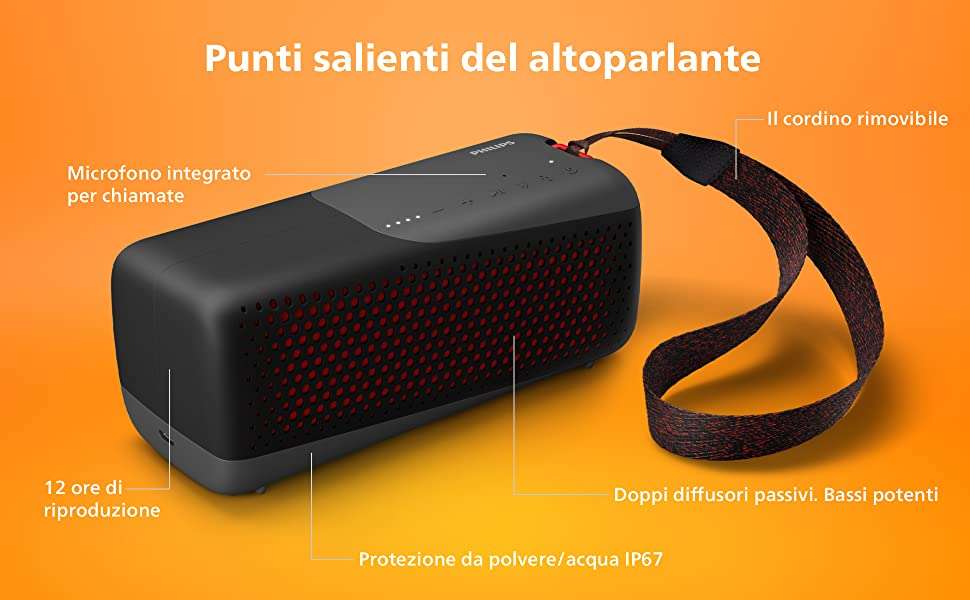 philips-speaker-wireless-portatile-impermeabile-prezzo-shock-potente