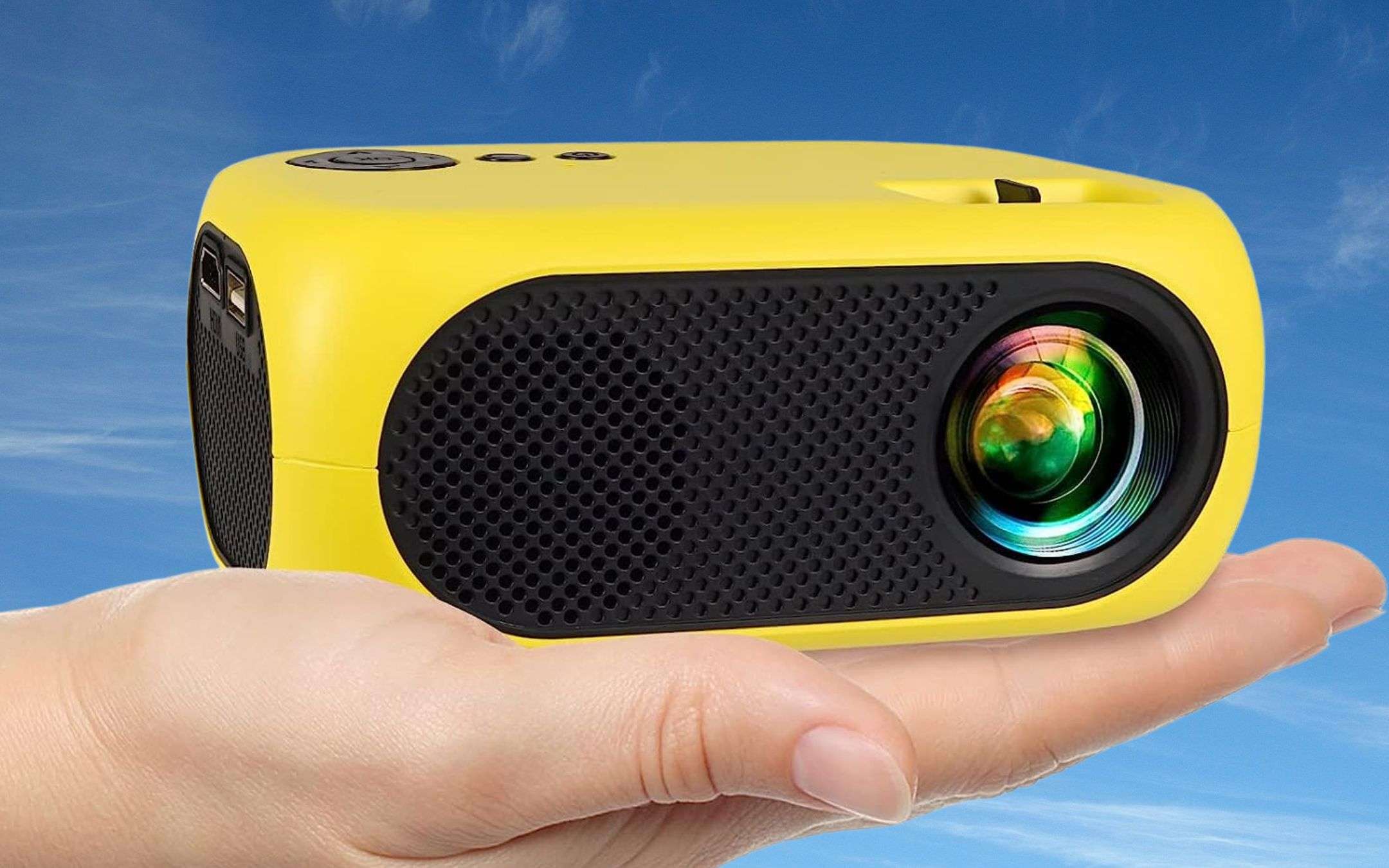 Fudoni Proiettore Esterno 5G WiFi 1080p Nativo – Portatile Con Schermo Da 100″ E Max 300″ Per Cinema E Gaming