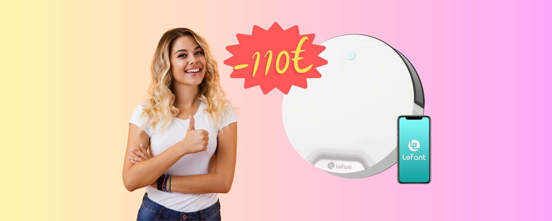 Robot aspirapolvere con 4 modalità e comandi vocali a 110€ in MENO Robot aspirapolvere con 4 modalità e comandi vocali a 110€ in MENO