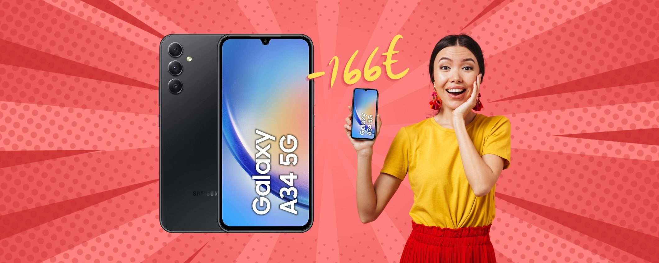 Samsung Galaxy A34: Amazon sgancia la BOMBA, SCONTO di 166€