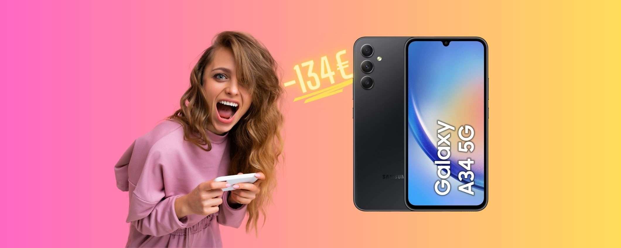 Samsung Galaxy A34 a prezzo FOLLE su Amazon, -134€ (pochi pezzi) Samsung Galaxy A34 a prezzo FOLLE su Amazon, -134€ (pochi pezzi)