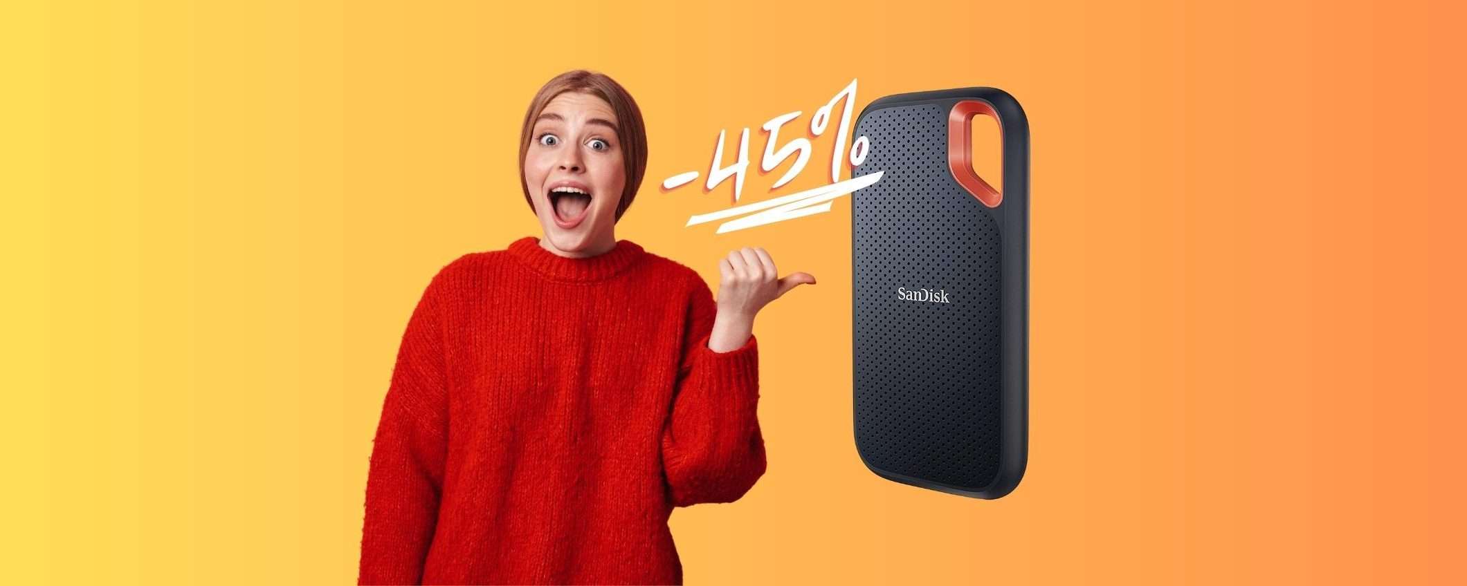 SanDisk Extreme: SSD portatile da 500 GB al 45% su Amazon SanDisk Extreme: SSD portatile da 500 GB al 45% su Amazon
