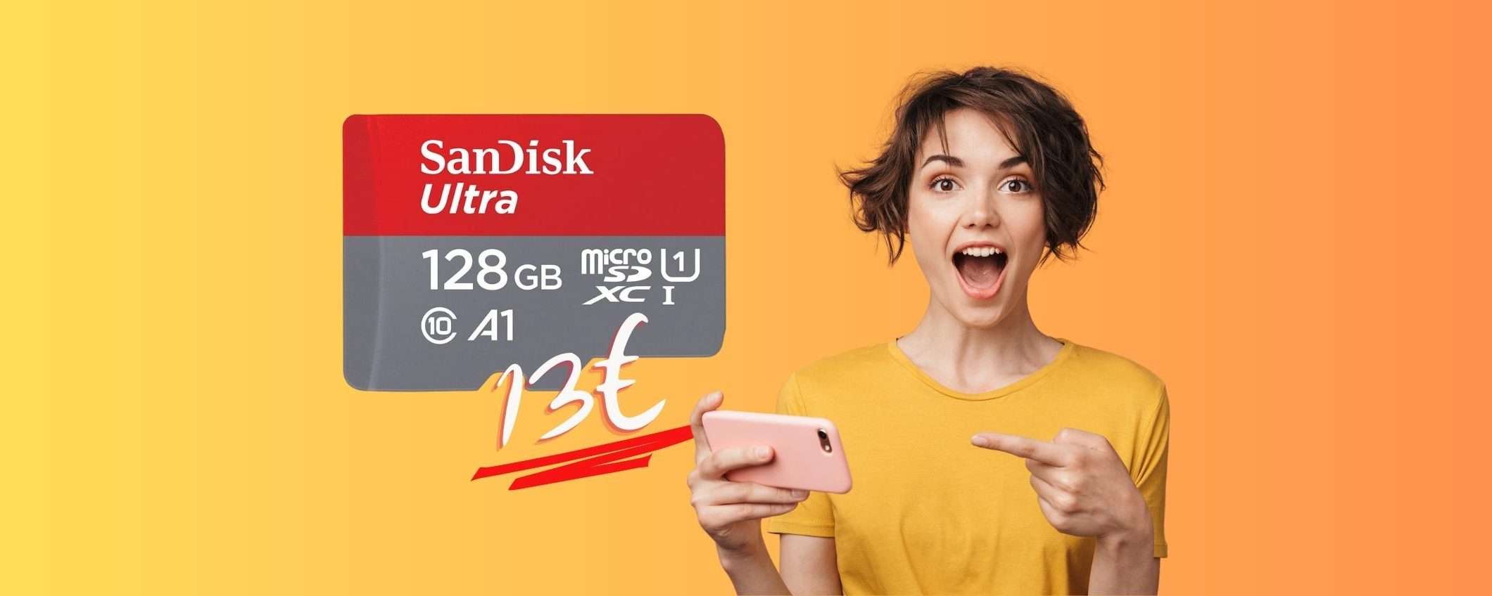 SanDisk Ultra: BOMBA Amazon per la microSD da 128 GB al 54% (13€)