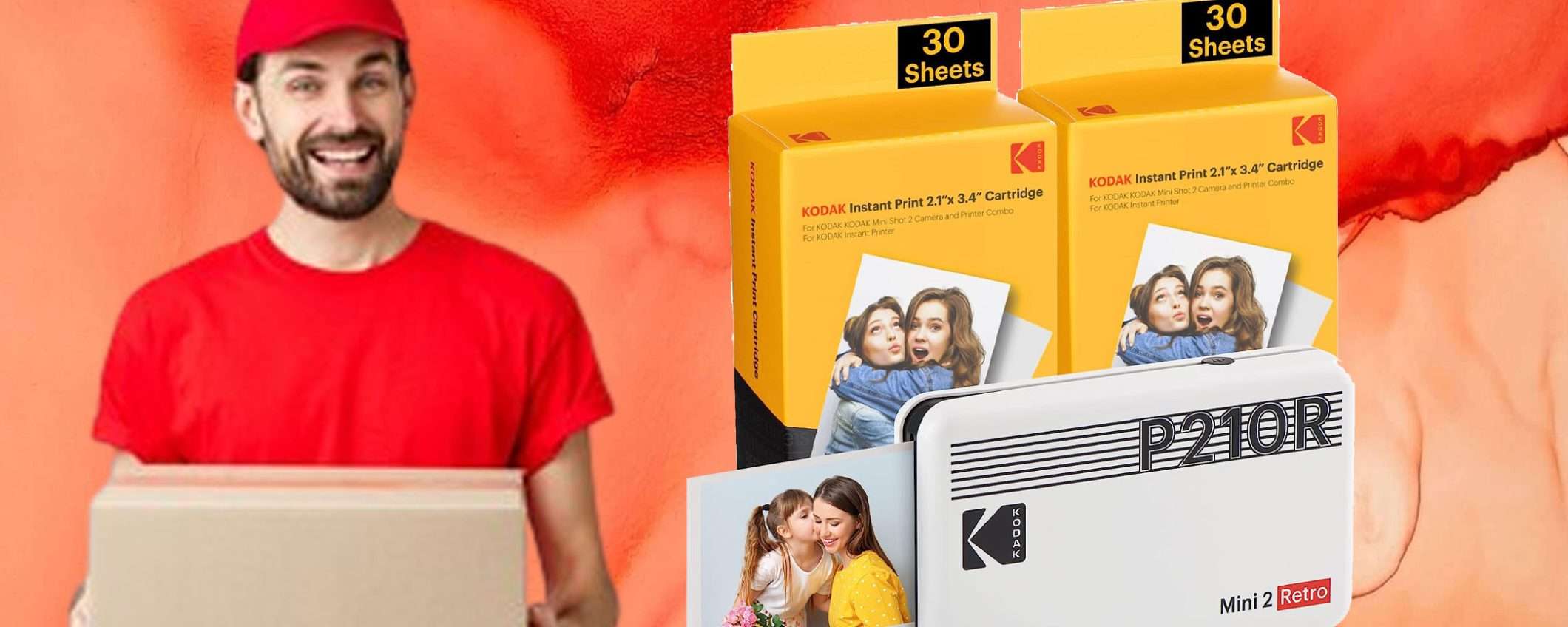 Stampante fotografica Kodak Mini 2 Retro(+68fogli): sconto TOP del 47% Stampante fotografica Kodak Mini 2 Retro(+68fogli): sconto TOP del 47%