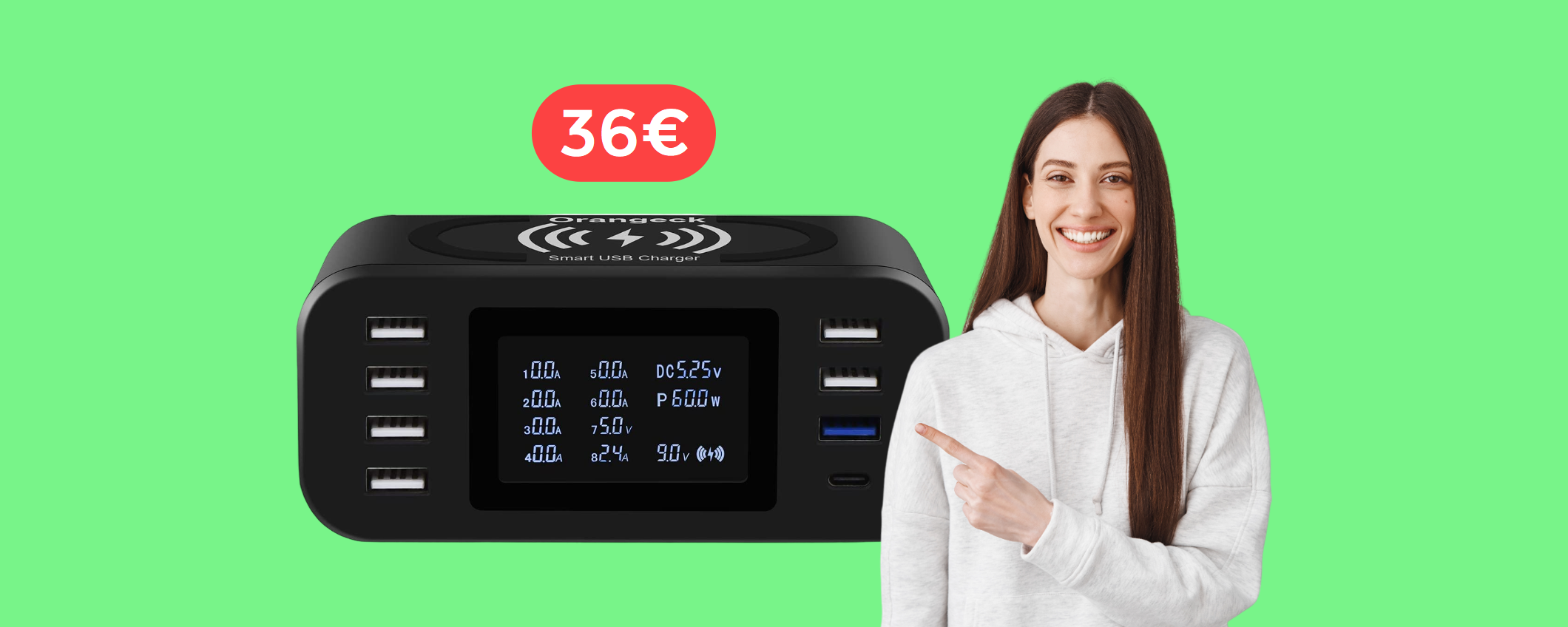 Stazione di ricarica MULTIPORTA con basetta WIRELESS: bastano 36€