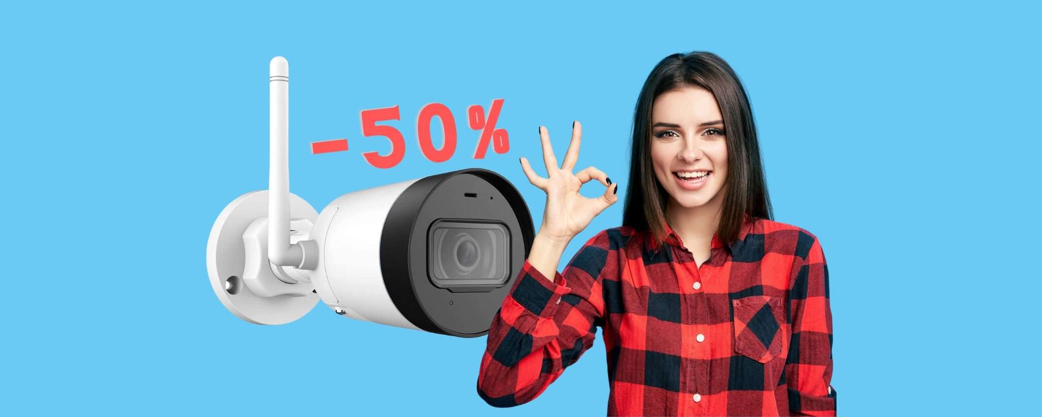 Telecamera di sicurezza WiFi: impermeabile, allarme e notifiche (-50%) Telecamera di sicurezza WiFi: impermeabile, allarme e notifiche (-50%)