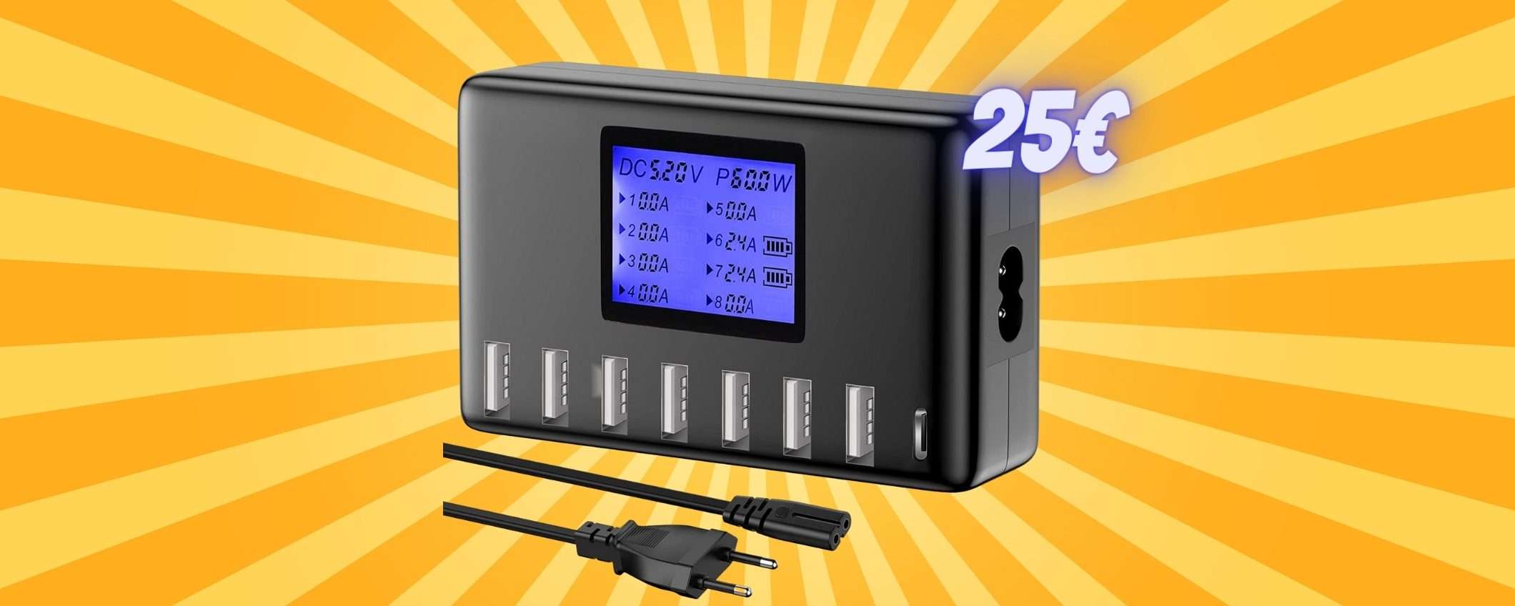Stazione di ricarica 8in1 con display che mostra i dati, GENIALE a 25€ Stazione di ricarica 8in1 con display che mostra i dati, GENIALE a 25€