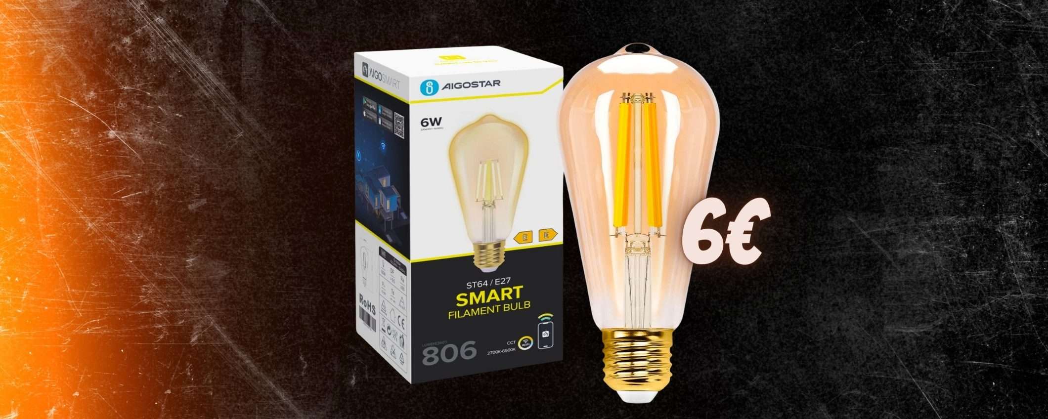 Luce vintage ma sempre SMART: lampadina E27 a 6€ con Alexa e Google Luce vintage ma sempre SMART: lampadina E27 a 6€ con Alexa e Google
