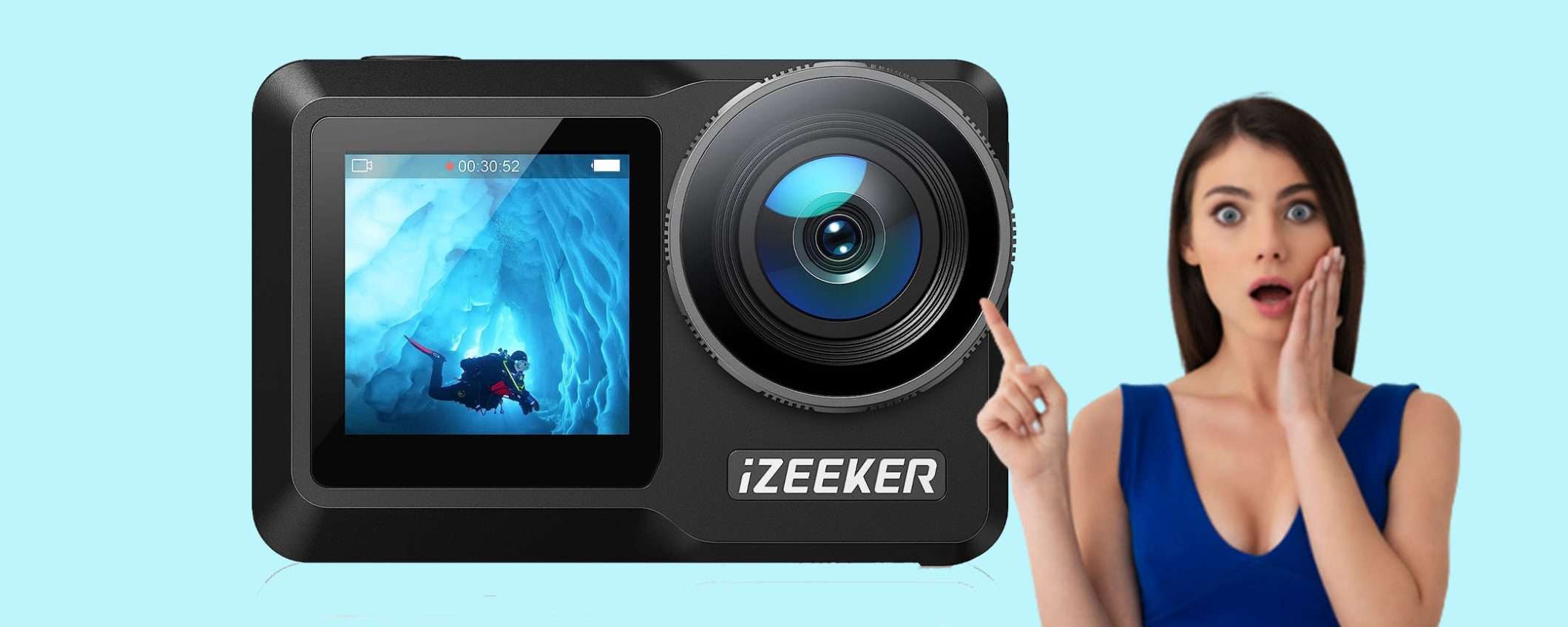 Action Cam subacquea con kit di accessori in offerta: prezzo TOP