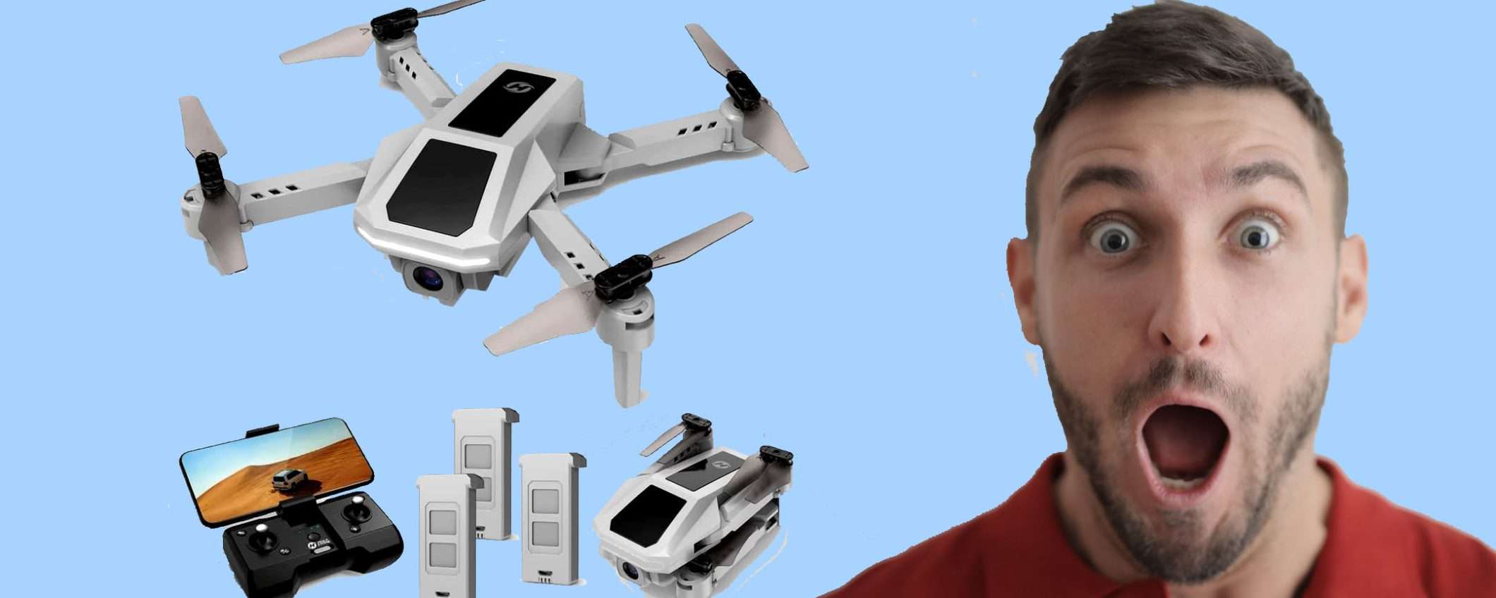 Drone con camera HD e 3 batterie a metà prezzo: sconto BOMBA Drone con camera HD e 3 batterie a metà prezzo: sconto BOMBA