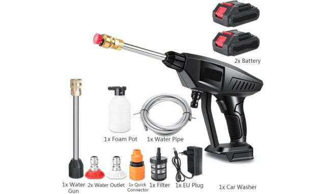 Pulitrice Portatile Wireless Idropulitrice A Batteria, Max 350 PSI Con 2 Batterie Da 1500 MAh Spruzzatore Di Schiuma Per Pulizia E Irrigazione 87209024 Idropulitrice Wireless Con 2 Batterie