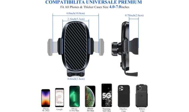 Porta cellulare auto misure