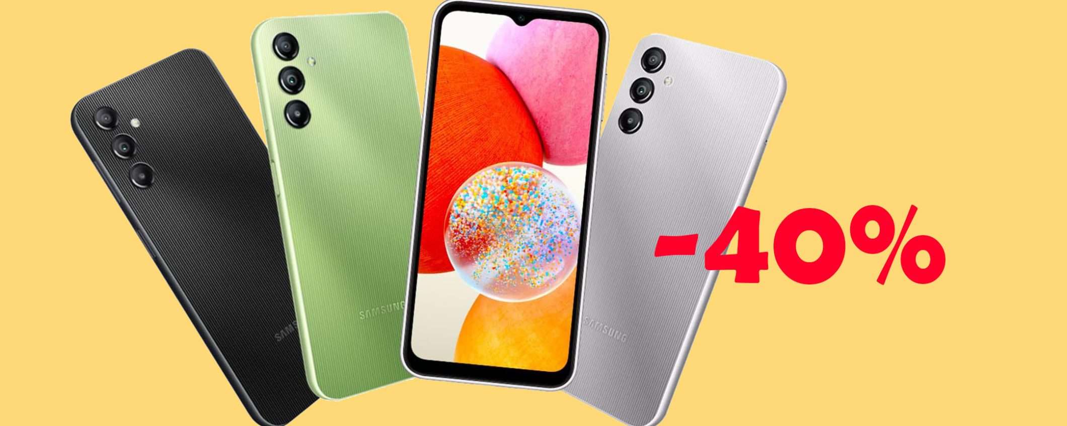 Samsung Galaxy A14 in offerta a 126€: sconto BOMBA del 40% Samsung Galaxy A14 in offerta a 126€: sconto BOMBA del 40%