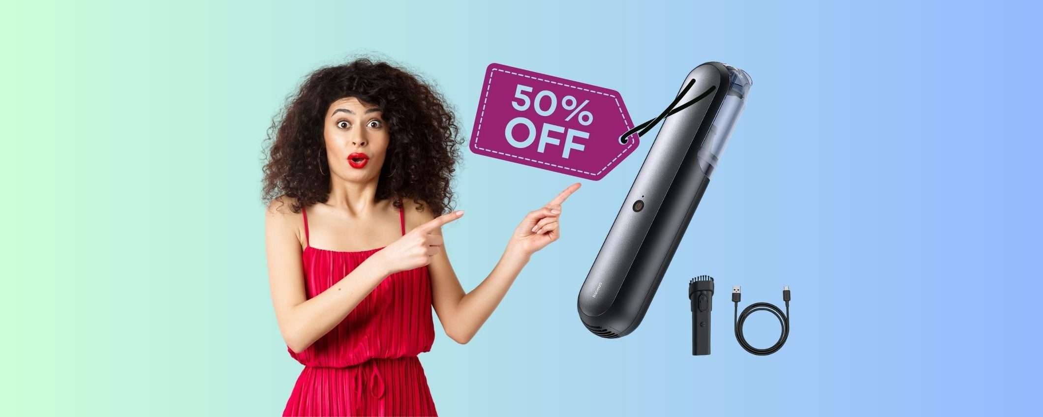 Aspirabriciole senza fili potente e minuscolo al 50% su Amazon Aspirabriciole senza fili potente e minuscolo al 50% su Amazon