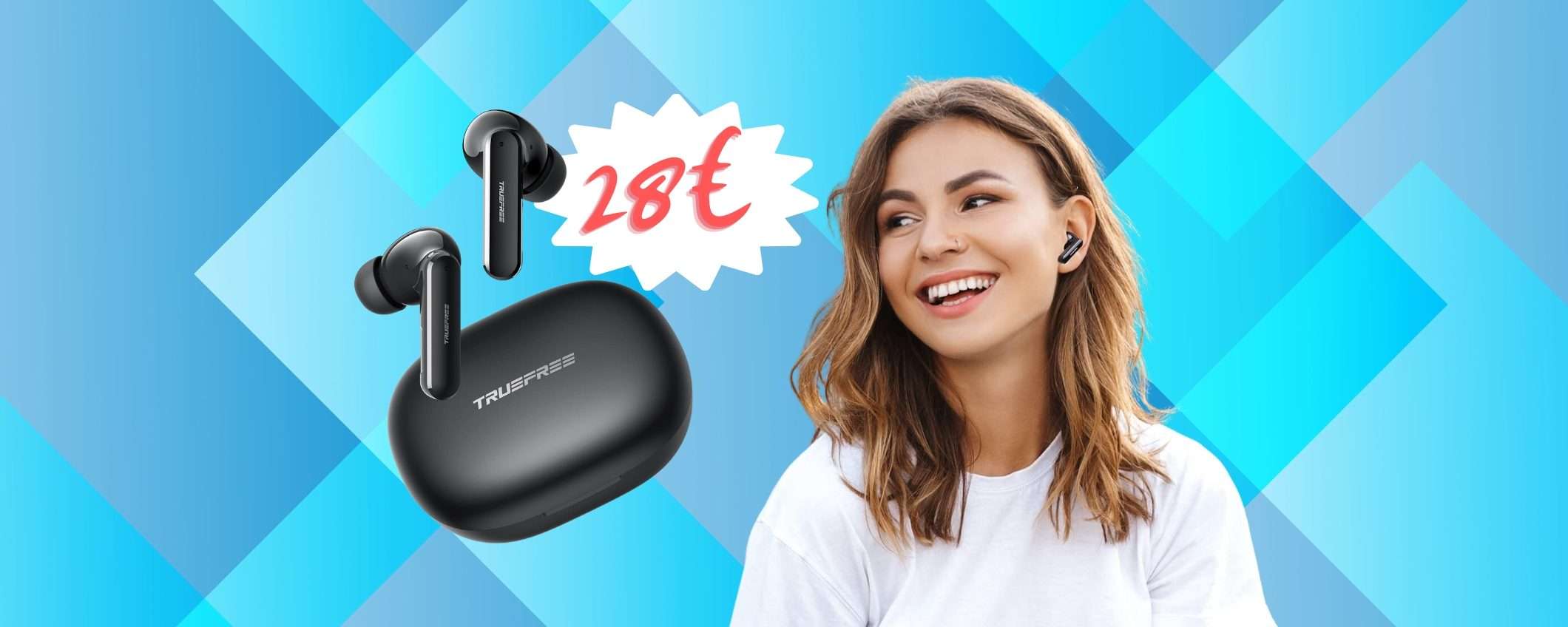 Auricolari Bluetooth senza latenza e con 30h di autonomia a 28€ Auricolari Bluetooth senza latenza e con 30h di autonomia a 28€