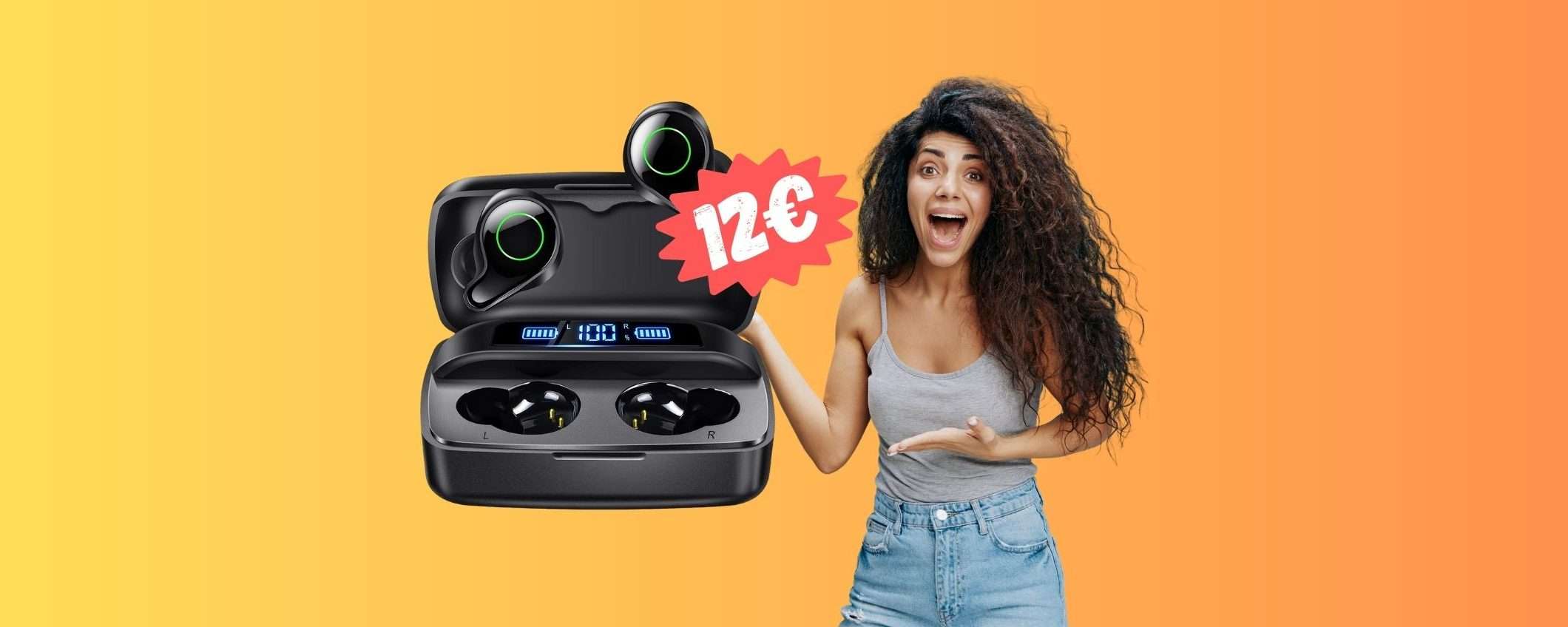 Auricolari wireless con custodia power bank in offerta lampo a 12€ Auricolari wireless con custodia power bank in offerta lampo a 12€