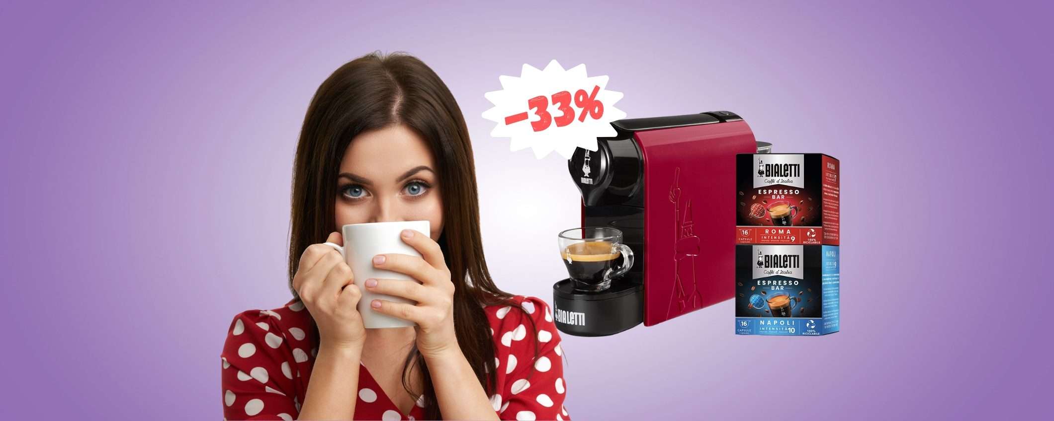 Bialetti Gioia con 32 capsule in super SCONTO su Amazon (-33%) Bialetti Gioia con 32 capsule in super SCONTO su Amazon (-33%)