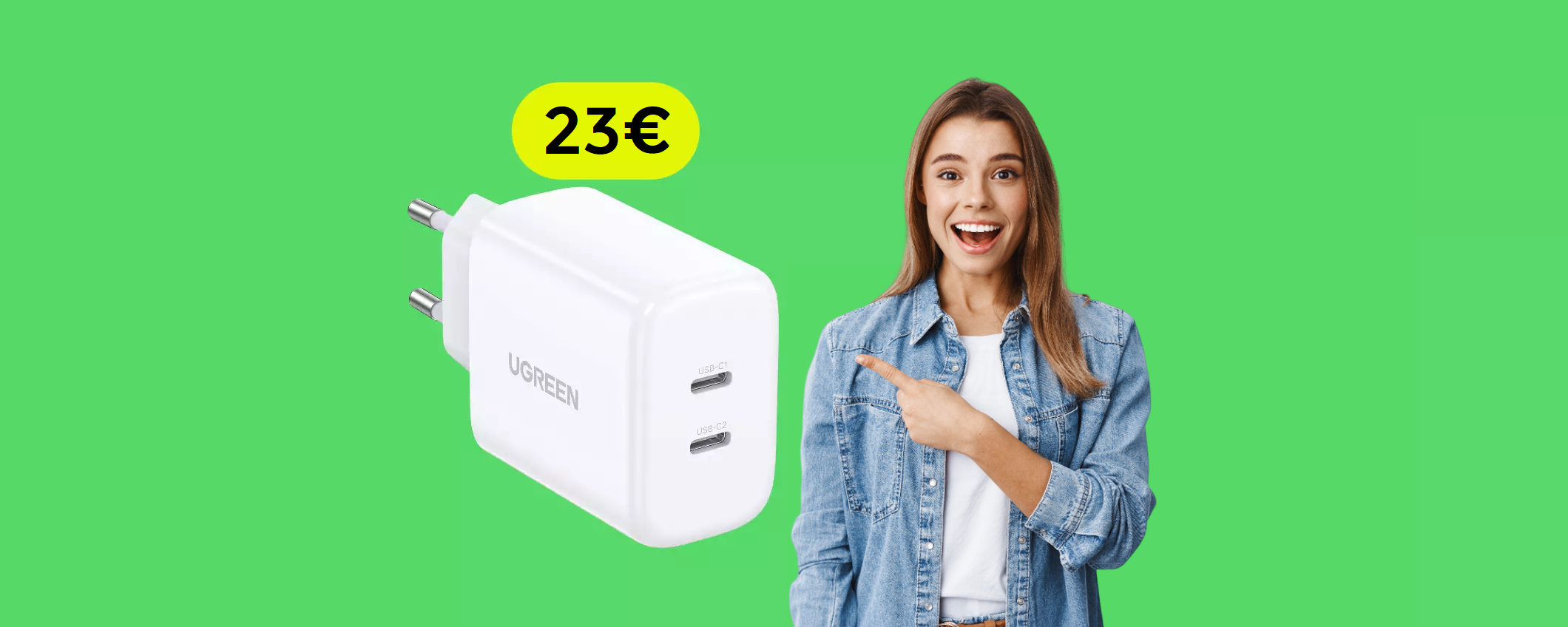 Caricabatterie USB C a 2 ingressi: un vero PORTENTO a soli 23€