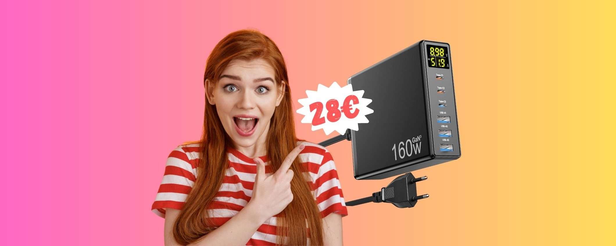 Caricatore con 6 uscite da 160W in DOPPIO SCONTO è tuo a 28€ Caricatore con 6 uscite da 160W in DOPPIO SCONTO è tuo a 28€