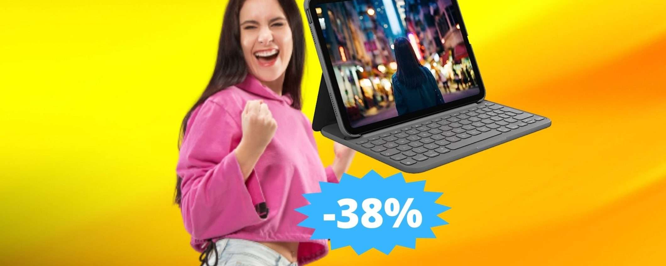 Custodia con tastiera Logitech per iPad: MEGA sconto del 38% Custodia con tastiera Logitech per iPad: MEGA sconto del 38%