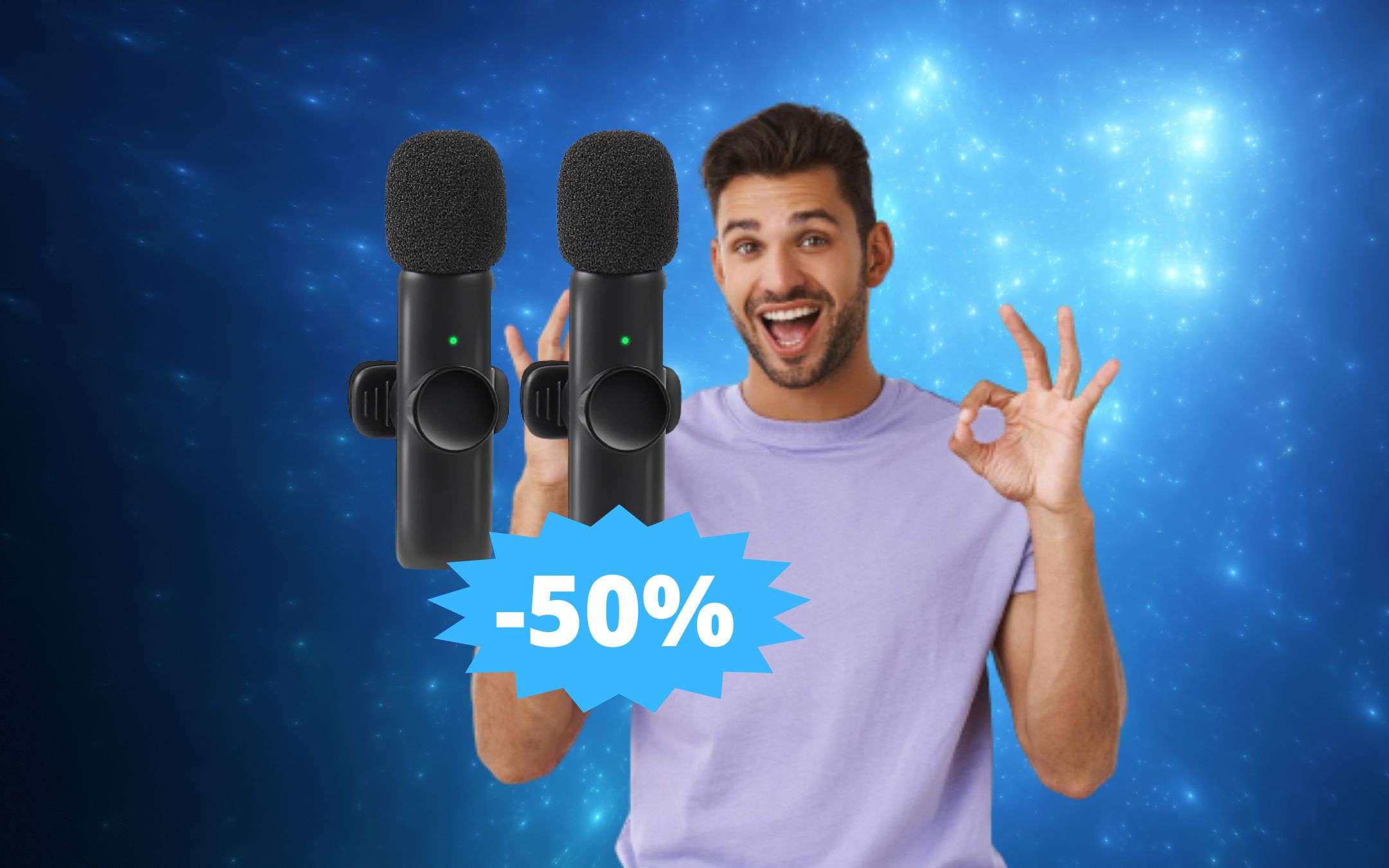 Microfoni Lavalier Wireless per smartphone: prezzo BOMBA (-50%)