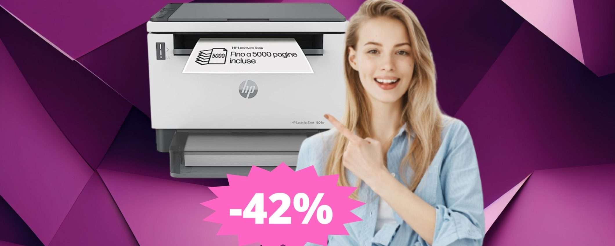 Stampante multifunzione HP Laser Tank: MEGA sconto del 42% Stampante multifunzione HP Laser Tank: MEGA sconto del 42%