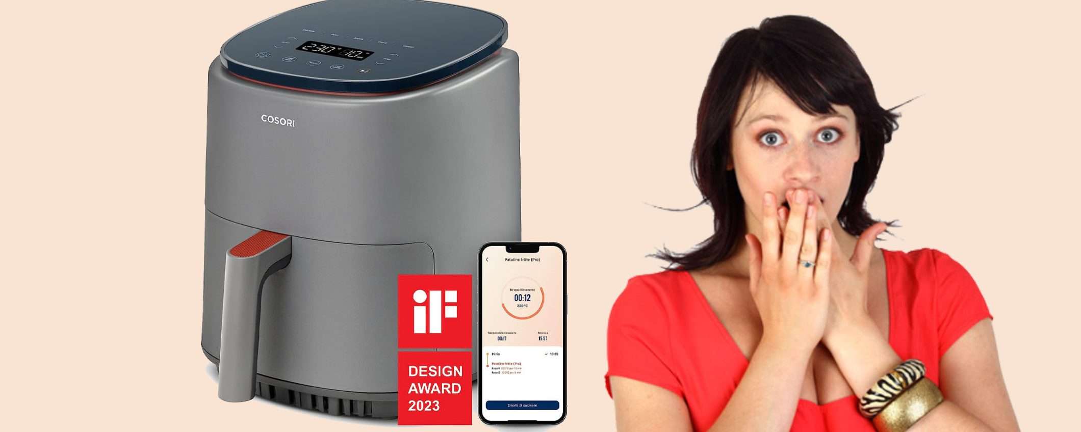 Friggitrice ad aria Cosori da 3,8 litri: prezzo BOMBA di 87,99€ (-20%) Friggitrice ad aria Cosori da 3,8 litri: prezzo BOMBA di 87,99€ (-20%)