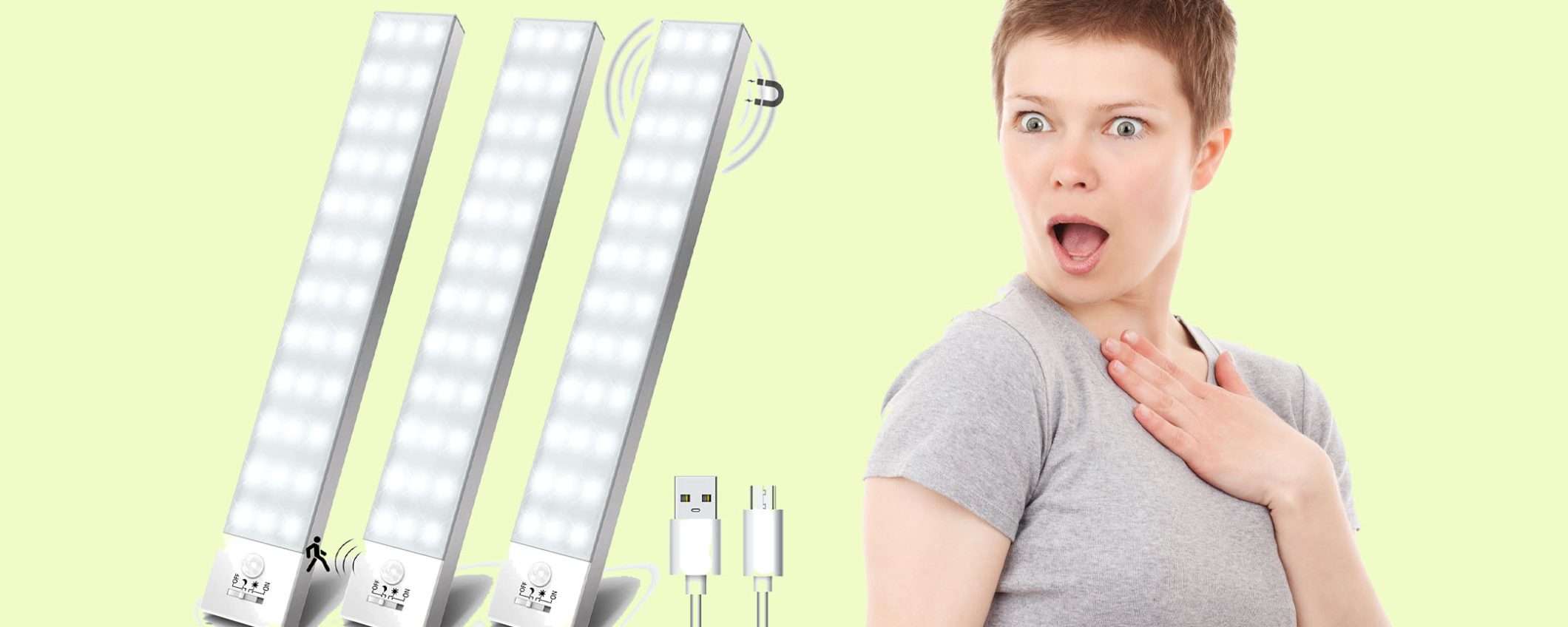 Luce LED per armadio con sensore di movimento (3pezzi) a 25€ Luce LED per armadio con sensore di movimento (3pezzi) a 25€