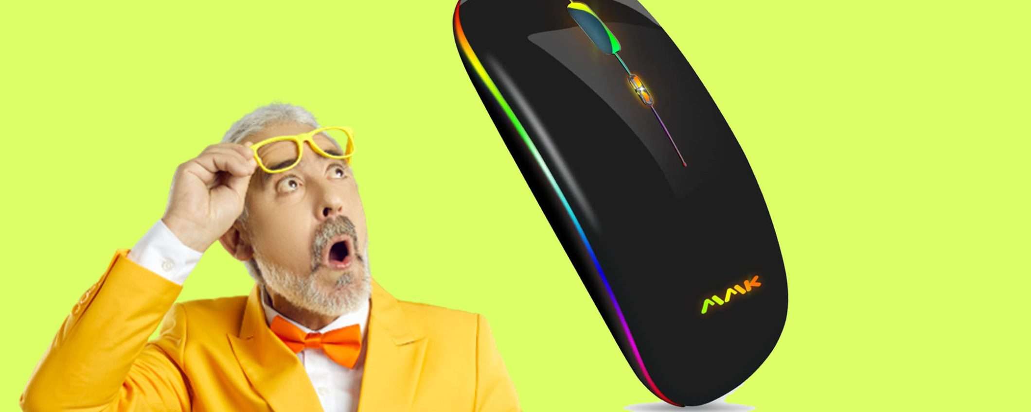 Mouse wireless Bluetooth ricaricabile con design silenzioso a 9€ Mouse wireless Bluetooth ricaricabile con design silenzioso a 9€
