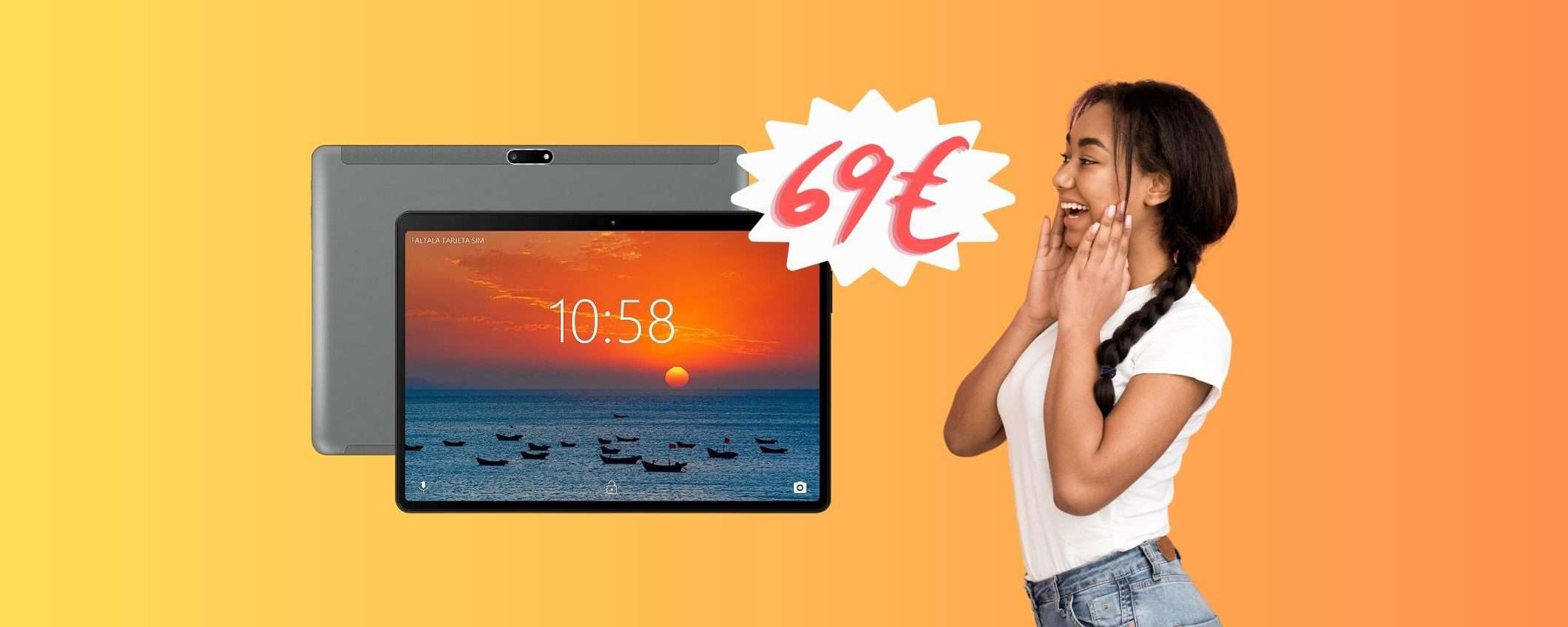 Oggi ti bastano 69€ per un tablet da 10 pollici dual Sim (Amazon) Oggi ti bastano 69€ per un tablet da 10 pollici dual Sim (Amazon)
