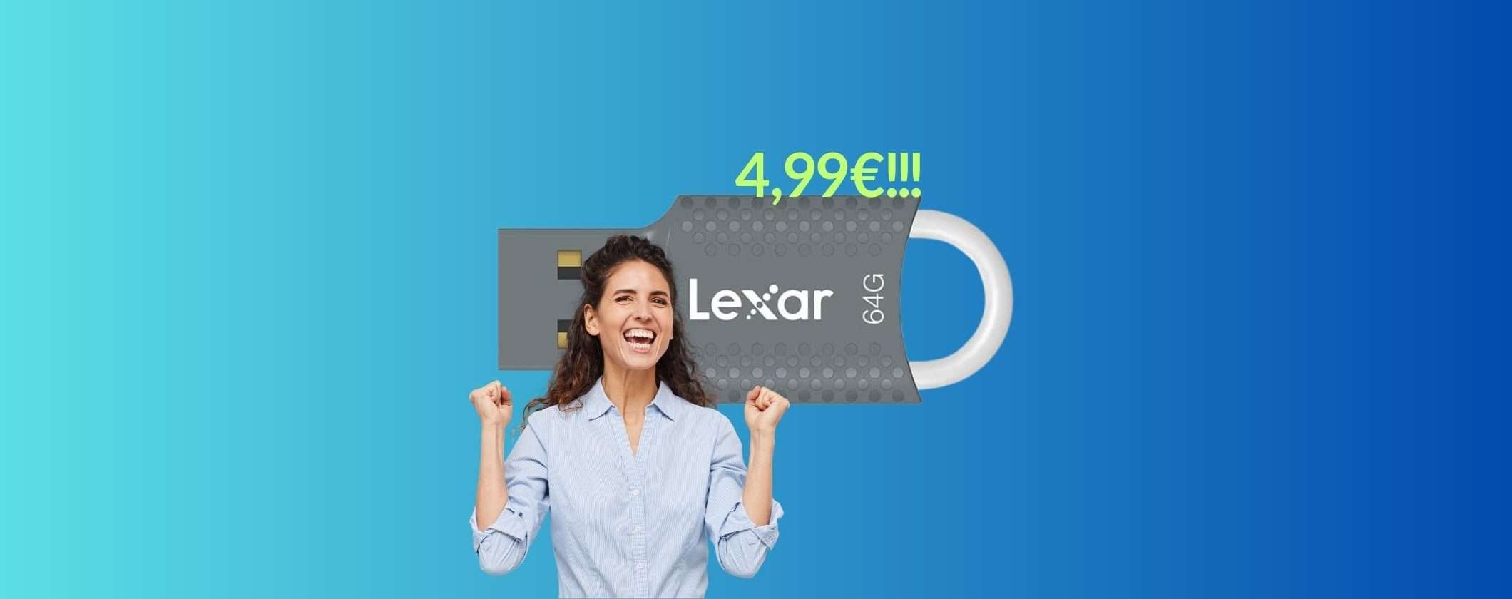Pen Drive Lexar 64GB: solo 5€ per il Prime Day Pen Drive Lexar 64GB: solo 5€ per il Prime Day