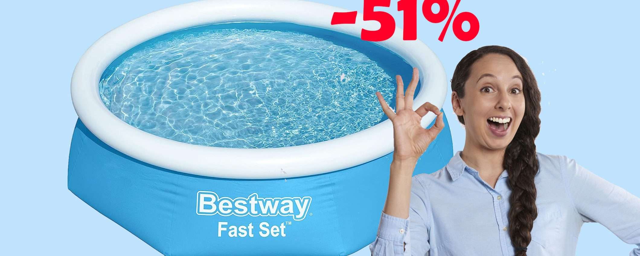 Piscina fuori terra Bestway scontata del 51%: prezzo FOLLE (19€) Piscina fuori terra Bestway scontata del 51%: prezzo FOLLE (19€)
