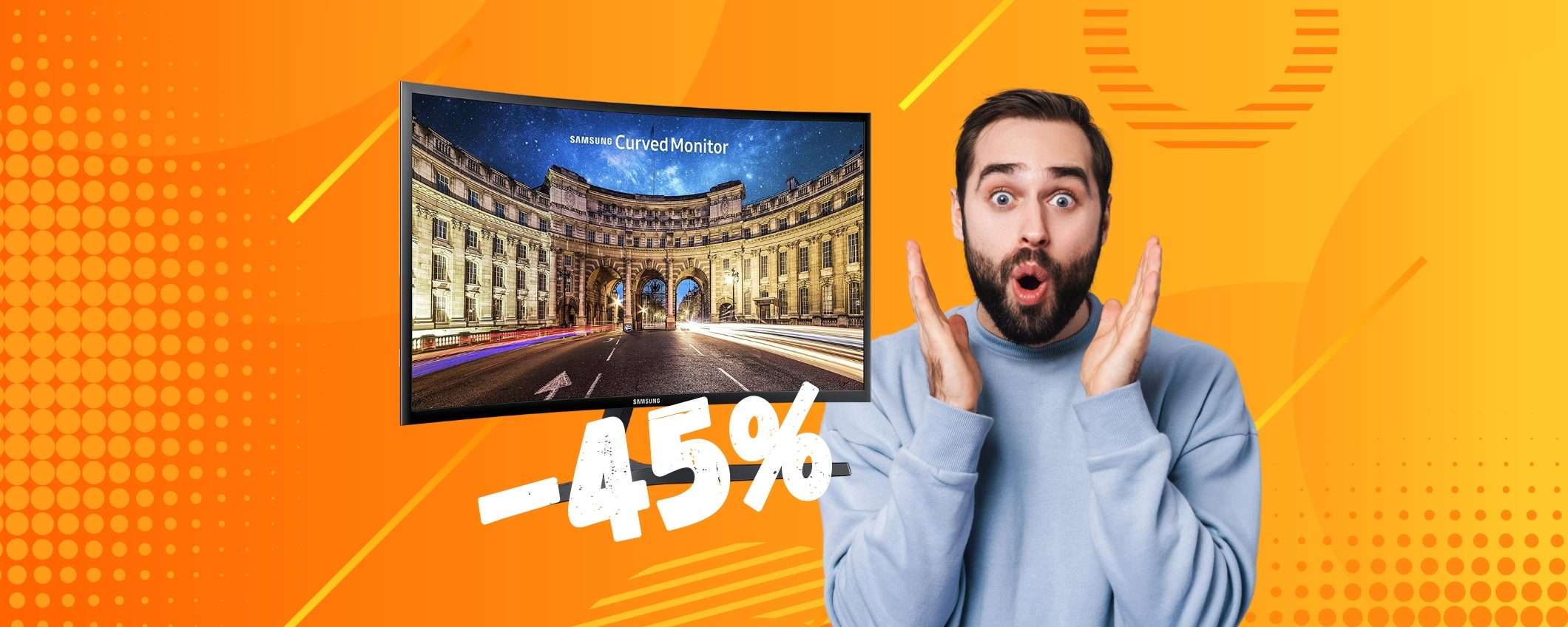 Samsung: monitor curvo FHD da 24 pollici al 45% in MENO Samsung: monitor curvo FHD da 24 pollici al 45% in MENO