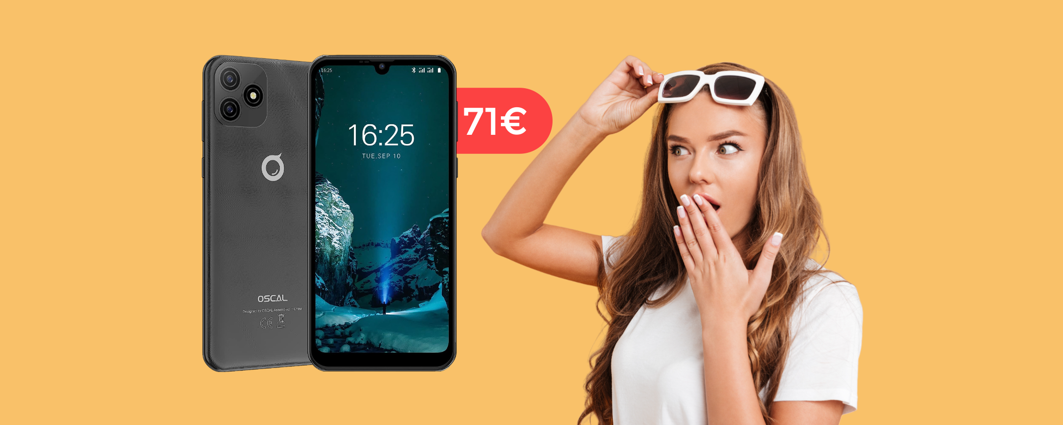 Smartphone Dual Sim con display 6 pollici e FaceID: bastano 71€