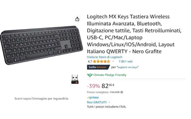 tastiera-logitech-mx-keys-sconto-39-percento