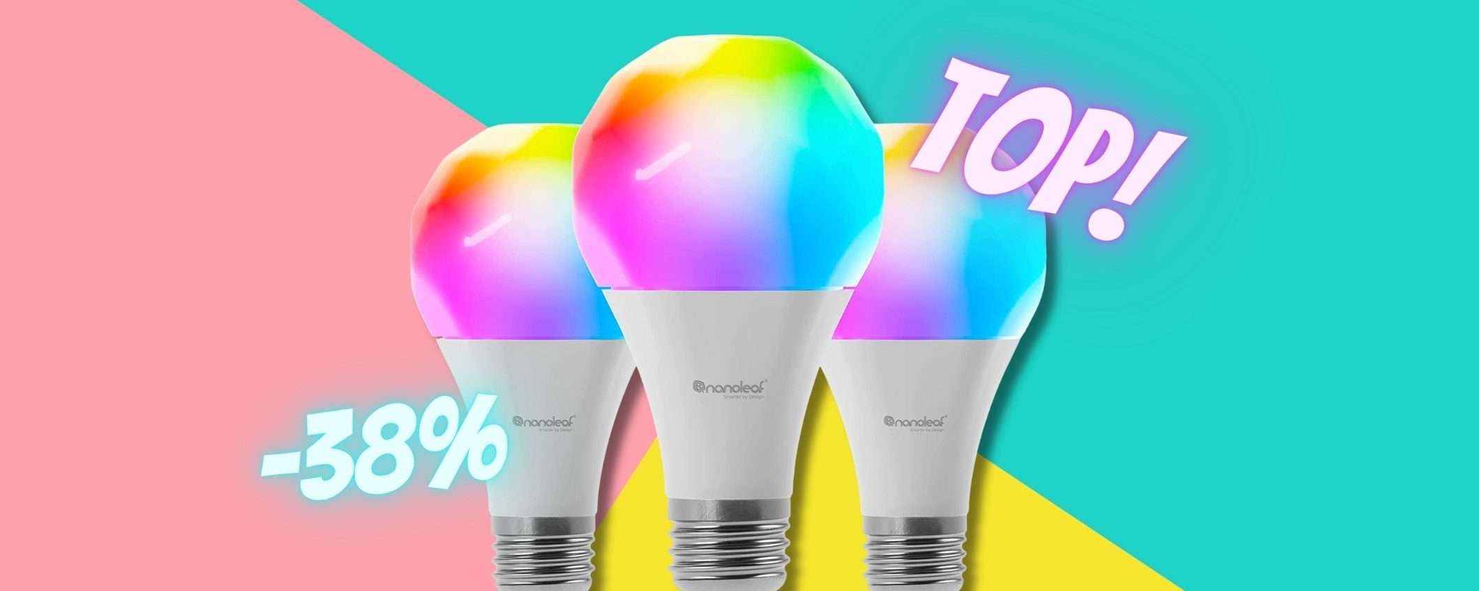 Nanoleaf Essentials: 3 lampadine SMART che fanno l'ARCOBALENO (-38%) Nanoleaf Essentials: 3 lampadine SMART che fanno l'ARCOBALENO (-38%)