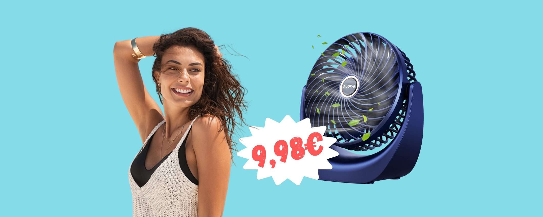 Ventilatore portatile con batteria ricaricabile a MENO di 10€ Ventilatore portatile con batteria ricaricabile a MENO di 10€